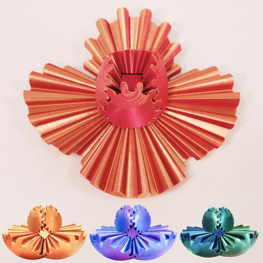 Gear Ball Fidget Toy - 3D Printed Stress Relief Spinner, Educational and Fun Gift for Kids & Adults, Durable & Eco-Friendly, Ideal for Birthday (Orang Red)