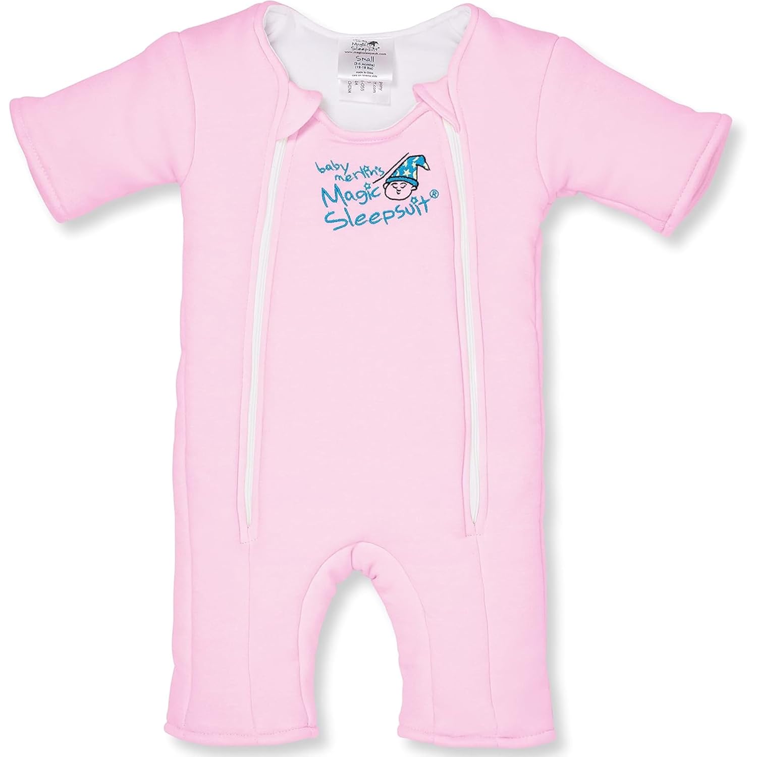 Magic Sleepsuit Baby Merlin's Cotton Baby Swaddle Transition Product - Soft and Breathable Design, Double Zipper for Easy Diaper Changes, Promotes Safe Sleep - Pink - Large 18-21lbs