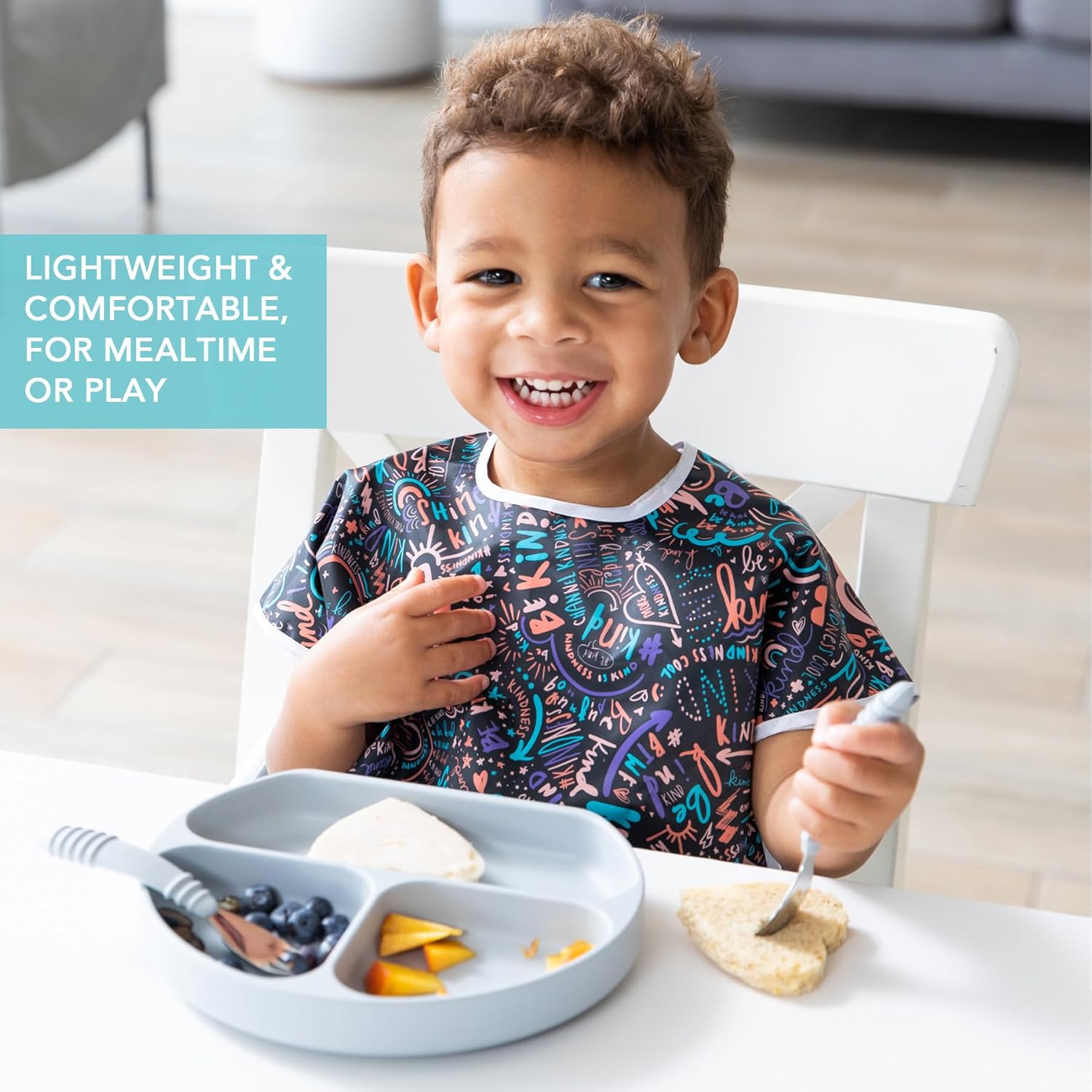 Bumkins Bibs - Toddler Bibs, Waterproof, Large for 1-3 Years, Short Sleeve