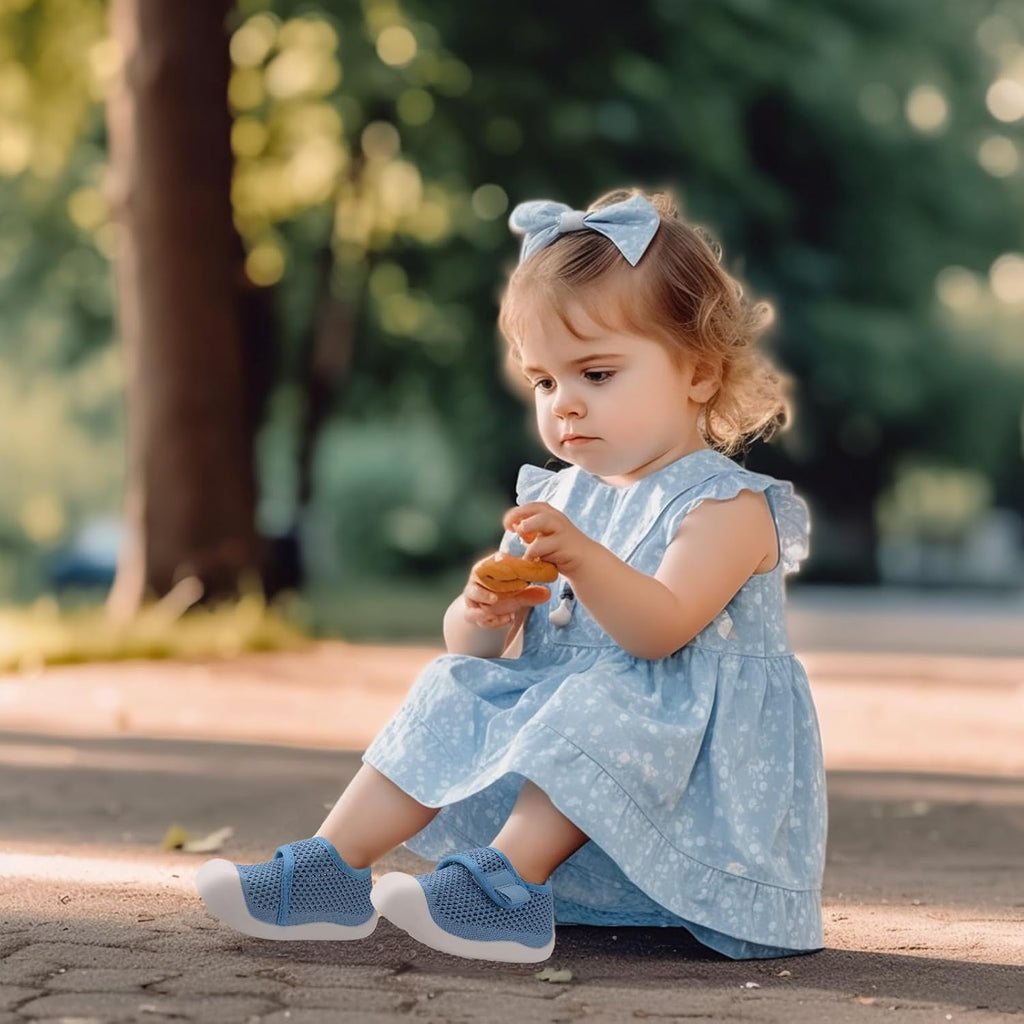 Baby First-Walking Shoes 1-4 Years Kid Shoes Trainers Toddler Infant Boys Girls Soft Sole Non Slip Cotton Canvas Mesh Breathable Lightweight TPR Material Slip-on Sneakers Outdoor