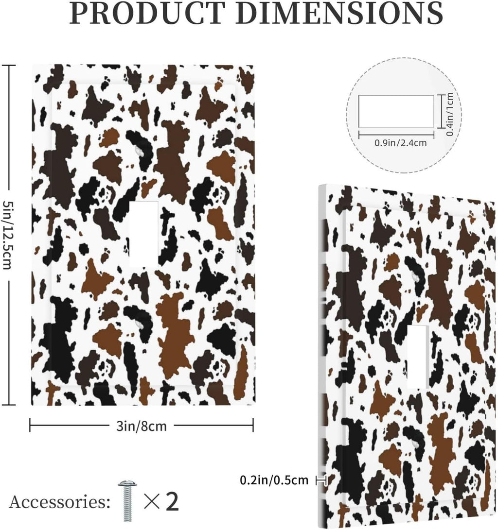 Decorative Light Switch Cover Rustic Cowhide Highland Cow Milk Cow 1 Gang Single Toggle Device Electrical Faceplate Switchplates Decorator Outlet Wall Plate For Farmhouse Home Decor