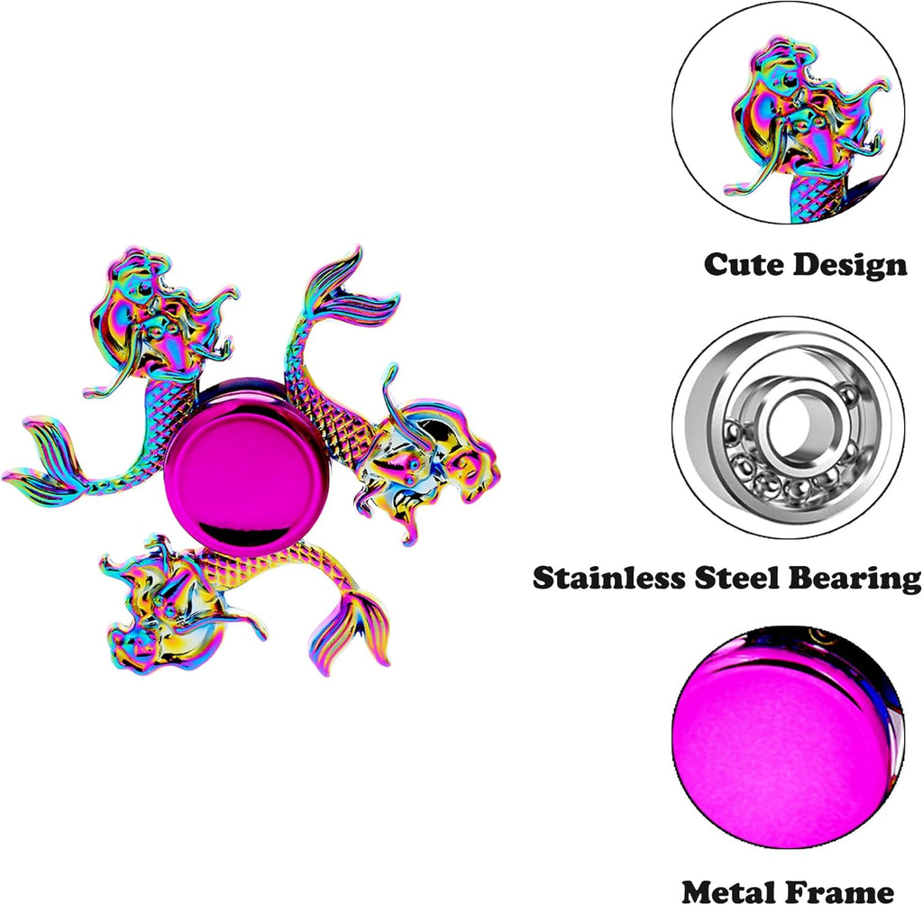 Fidget Spinners Set, Metal Desk Toys for Kids Adults Boys Girls, Hand Spinner Sensory Toys for Party Favors, Stocking Stuffers (3 Pack) (Style-4)