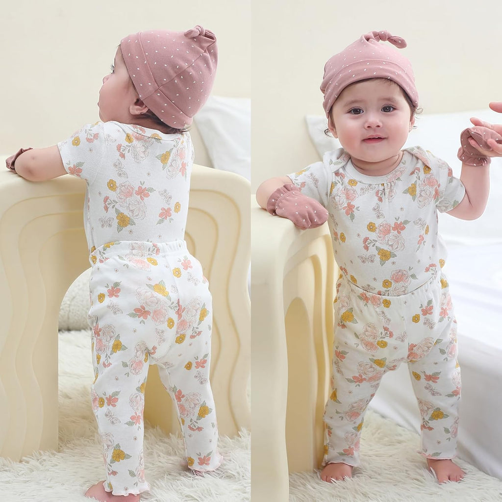 Baby Bodysuit and Pant Set Summer Ribbed Mix Match Infant Boy Girl Clothes Outfits