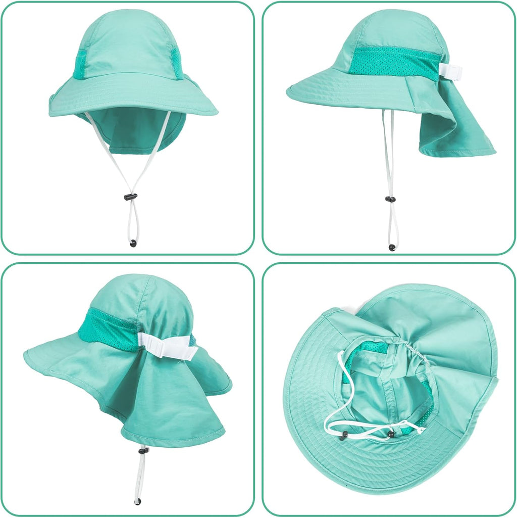 Toddler Baby Sun Hat Kids Summer UPF 50+ for Boys Girls Adjustable Beach Hats with Bucket Wide Brim Age 1-7 Years