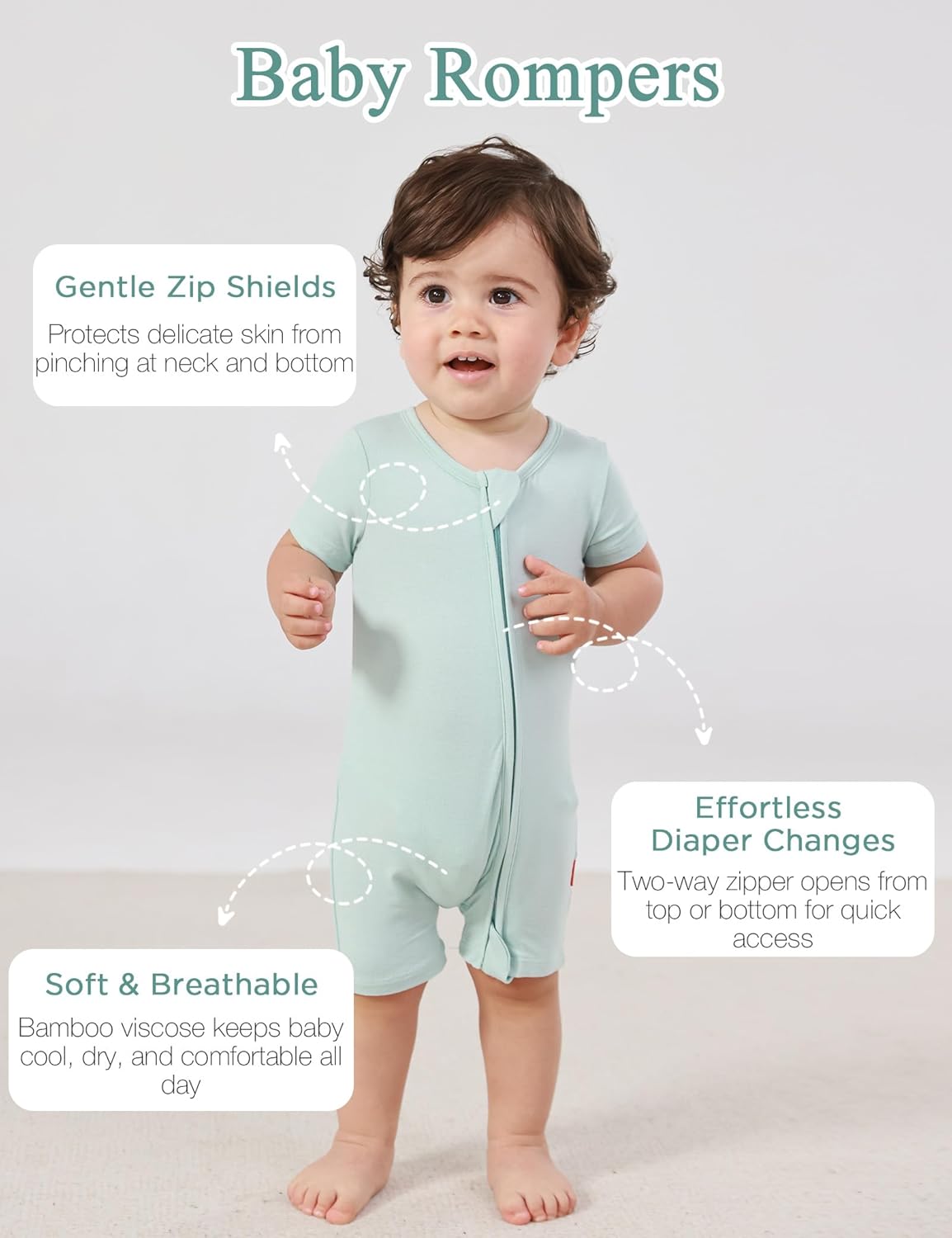 Baby Boys Bamboo Viscose Short Sleeve Romper Soft Comfy Infant Summer Jumpsuit