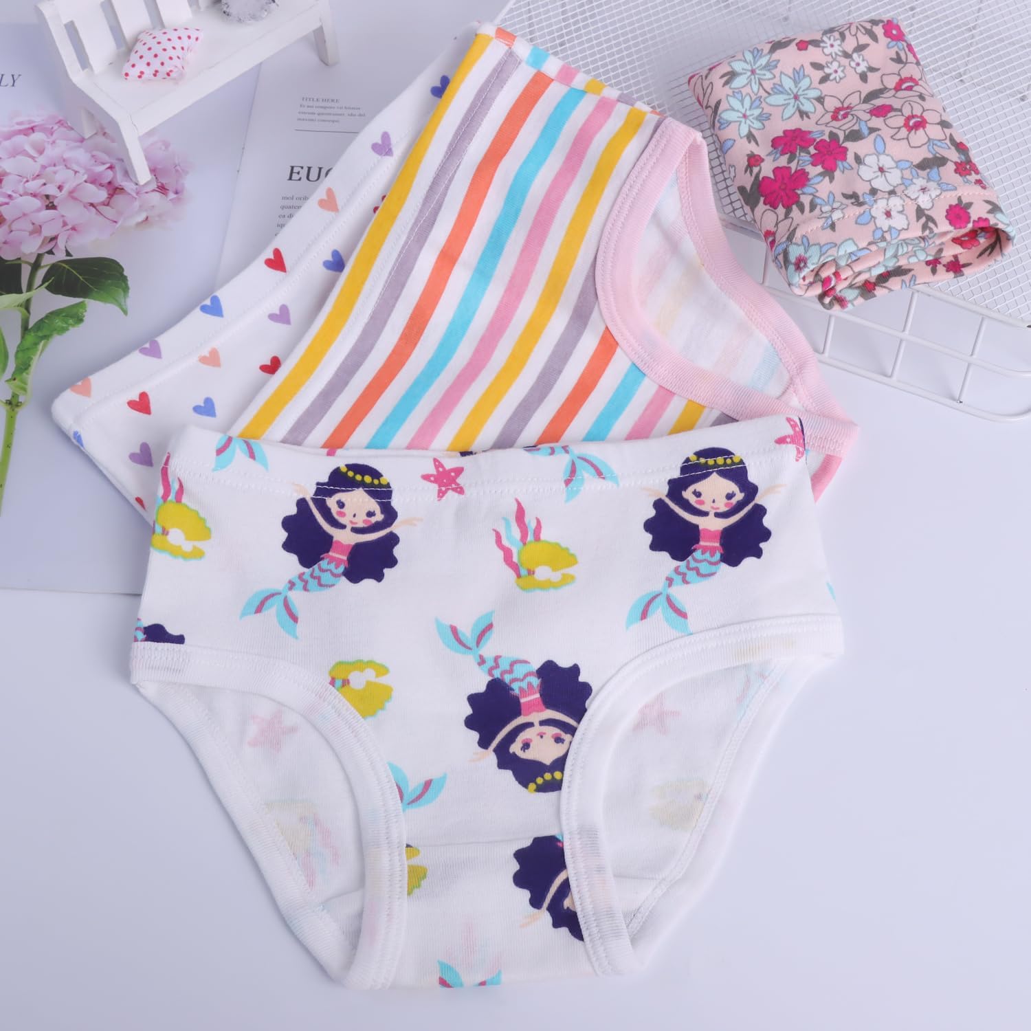 Finihen Girls Cotton Underwear Toddler Girls Panties Kids Briefs Multipacks.