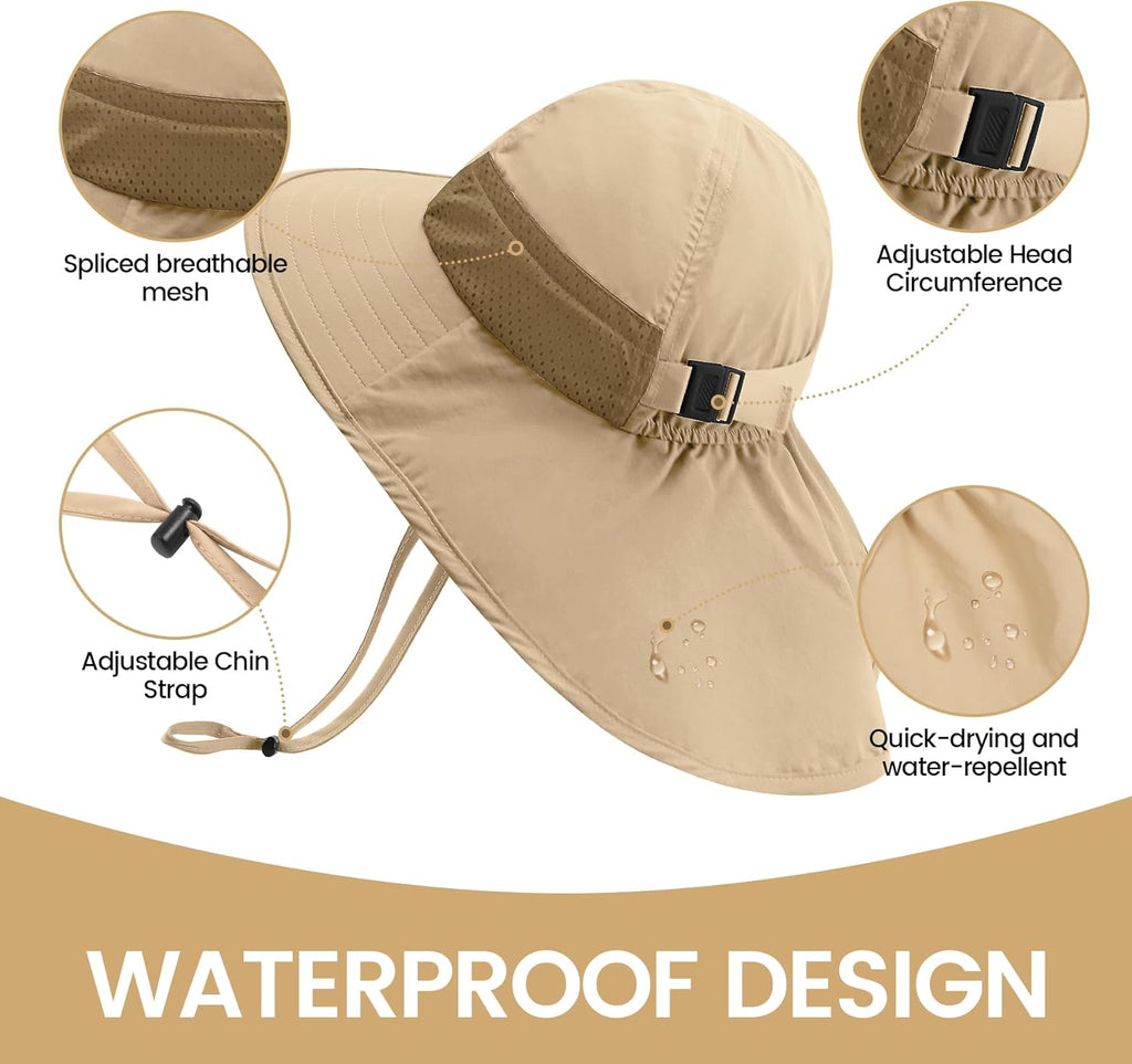 Baby Sun Hat with Neck Flap for Sun Protection Toddler Beach Hat UPF 50+ Outdoors 0-6 Years Boys Girls