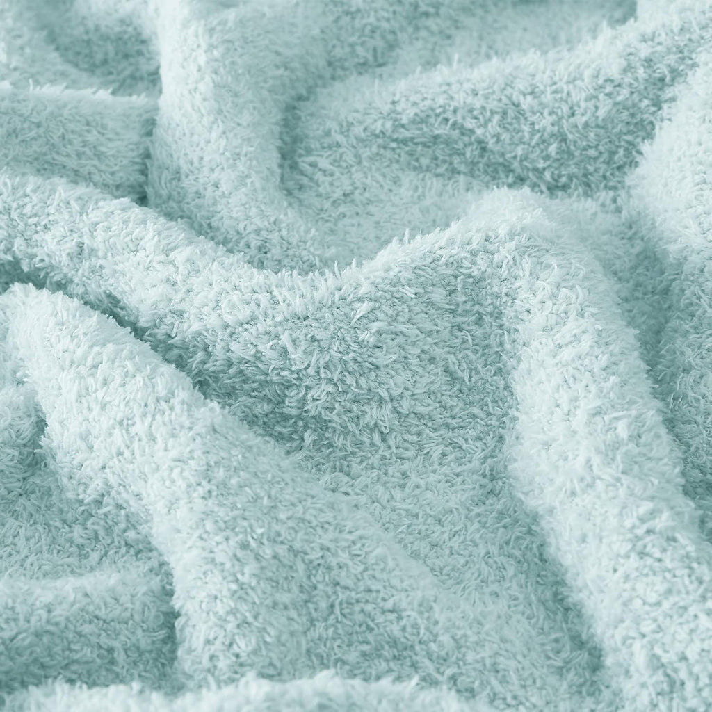 CYMULA Knit Throw Blanket for Couch Sky Blue - Super Soft Lightweight Plush Fuzzy Fluffy Cozy Blankets and Throws for Sofa Bed, 60 x 80 inches