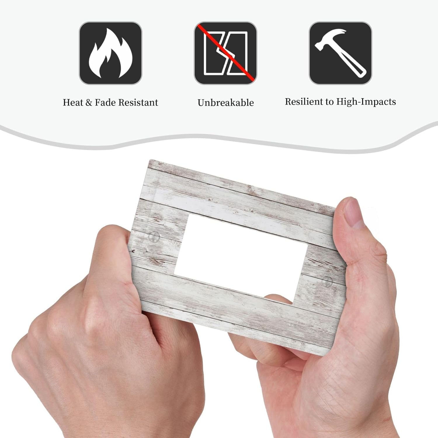 Decorative Outlet Covers Rustic Vintage White Wood Grain 1 Gang Single Rocker Light Switch Cover Plate Wall Plates GFCI Faceplate for Farmhouse Home Decor