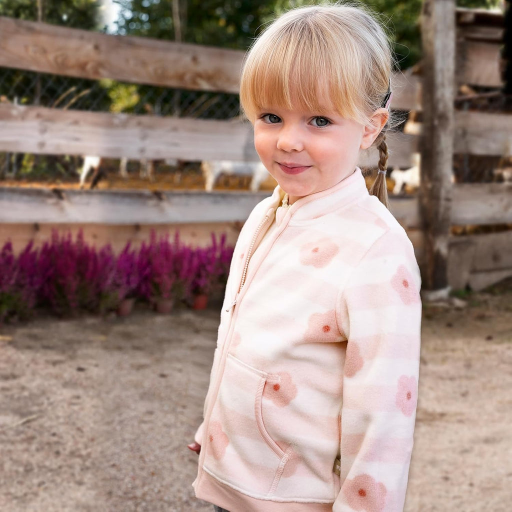 DAVE & BELLA Kids Printed Polar Fleece Jacket Toddler Baby Boys Girls Zip Up Long Sleeve Spring Fall Warm Outerwear Coat