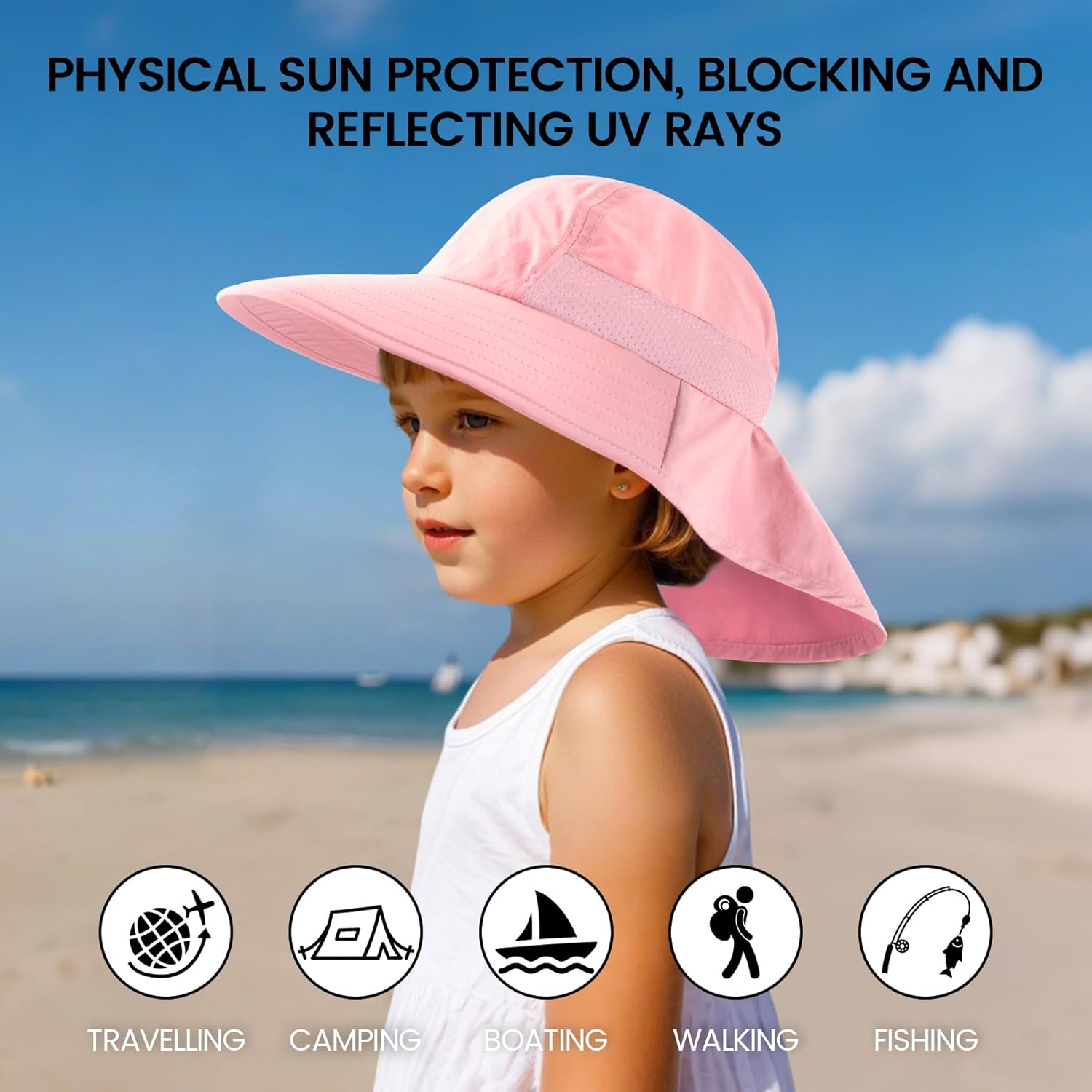Baby Sun Hat with Neck Flap for Sun Protection Toddler Beach Hat UPF 50+ Outdoors 0-6 Years Boys Girls
