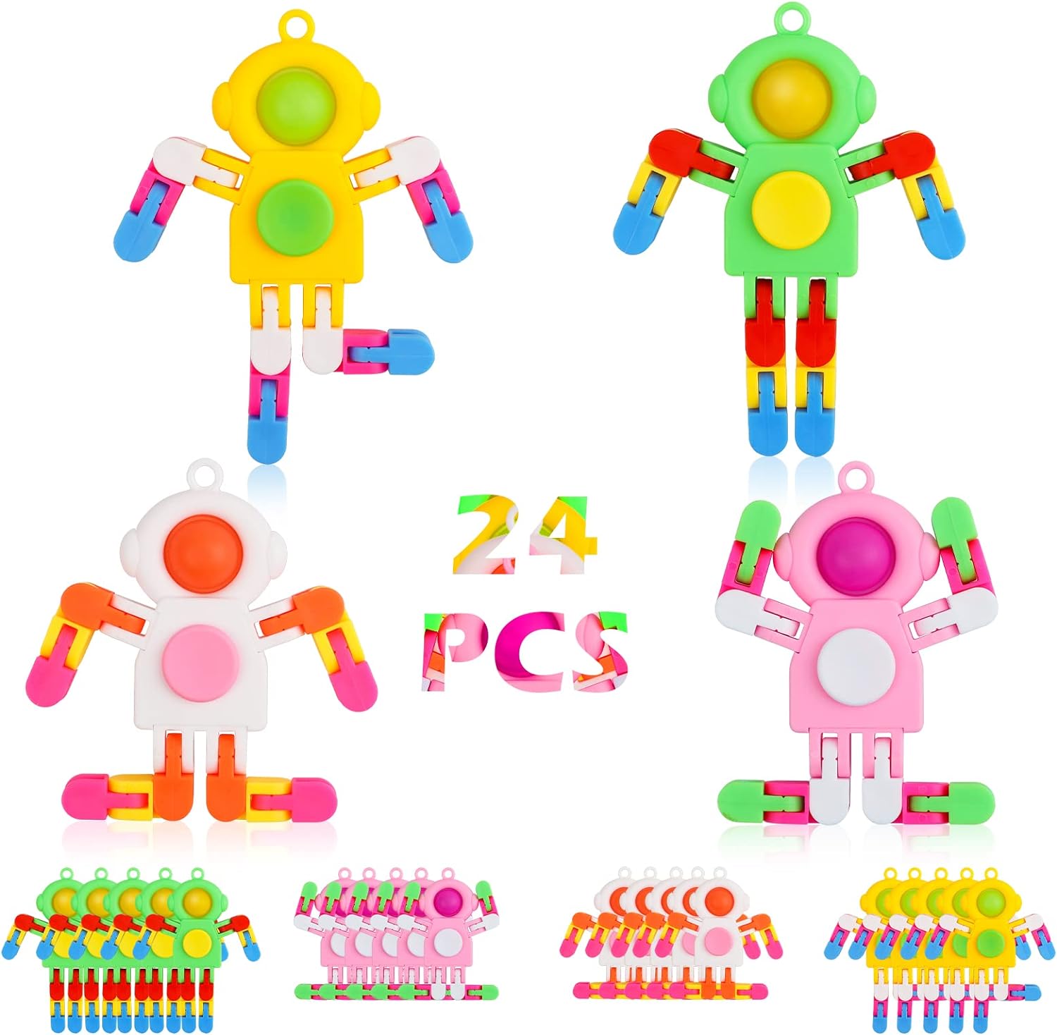 24 Pack Pop Fidget Spinners Bulk, Deformable Astronaut Key Chain Fidget Toys Bulk, Stocking Stuffers Birthday Gifts Party Favors for Kids, Student Gifts Classroom Prizes