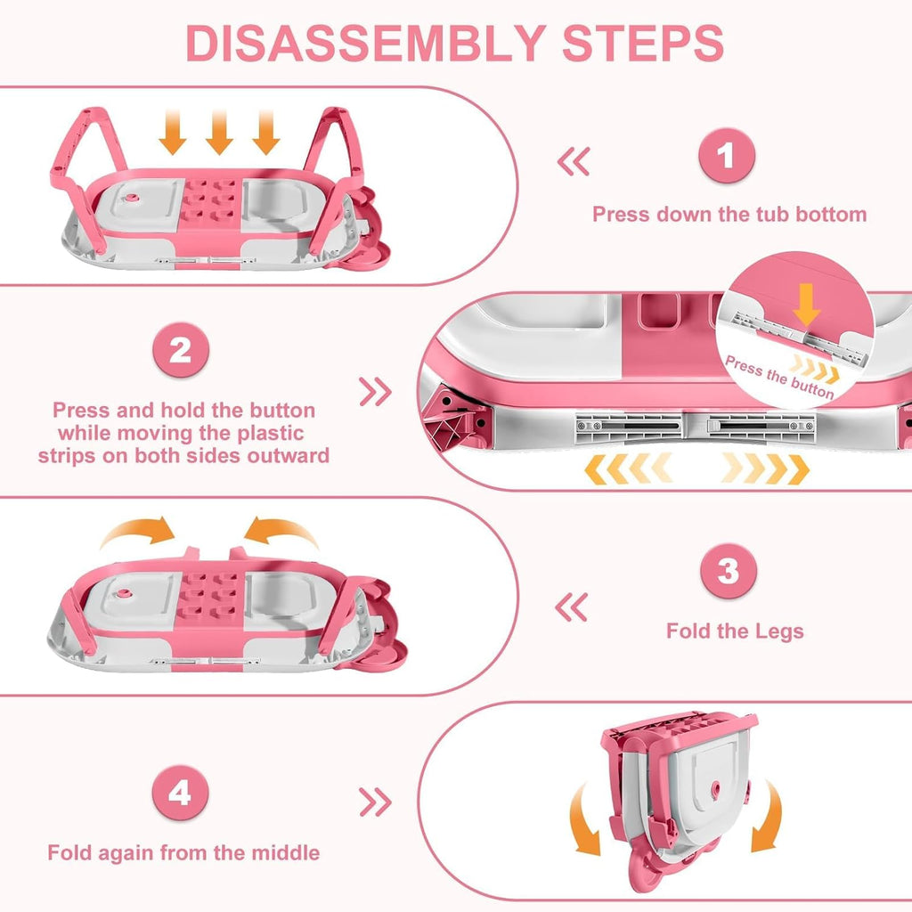 TPN Collapsible Baby Bathtub, Baby Bath Tub with Soft Cushion & Real-Time Thermometer, Baby Bathtub Infant to Toddler Tub (0-36 Months), Portable Newborn Travel Bath tub