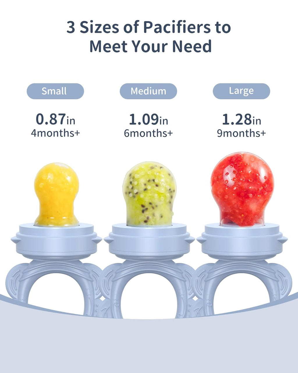 Silicone Baby Fruit Food Feeder (2 Pack) with Freezer Nibble Tray, Breastmilk Popsicle Molds for Baby Teething Relief, Silicone Feeder for Safe Infant Self Feeding, BPA Free, Dishwasher Safe, 3 Month+