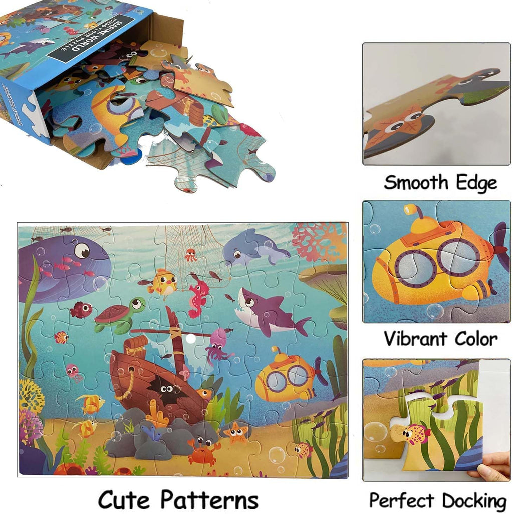 Jumbo Floor Puzzle for Kids, Large Jigsaw Puzzles 35 Piece for Kids Ages 3-5,Preschool Learning & Education Toys, Gifts for 4-8 Year Old Boys and Girls (Marine Animals 2)