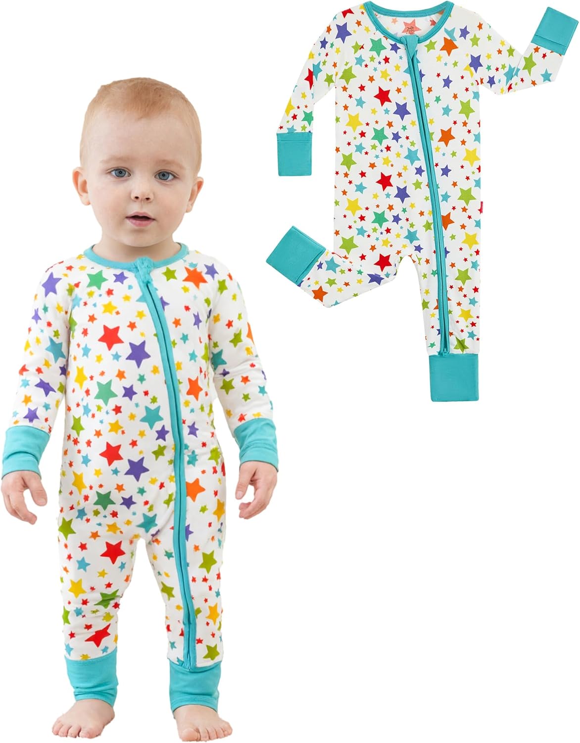 Baby One-Piece Romper Footless Bamboo Viscose Pajamas Sleepers for Baby Boys and Girls