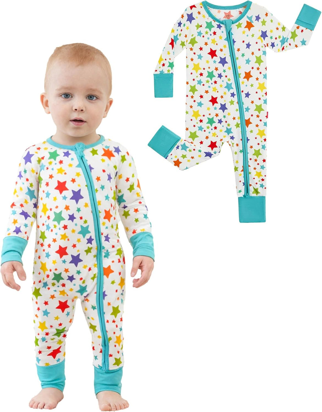 Baby One-Piece Romper Footless Bamboo Viscose Pajamas Sleepers for Baby Boys and Girls