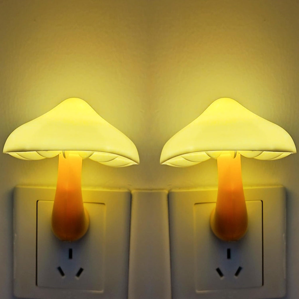 AUSAYE 2 Pack Sensor LED Night Light Plug in NightLight Energy Saving Wall Lamp Mushroom Night Lights for Bedroom, Bathroom,Toilet,Hallway,Kitchen,Kids,Adults Warm White