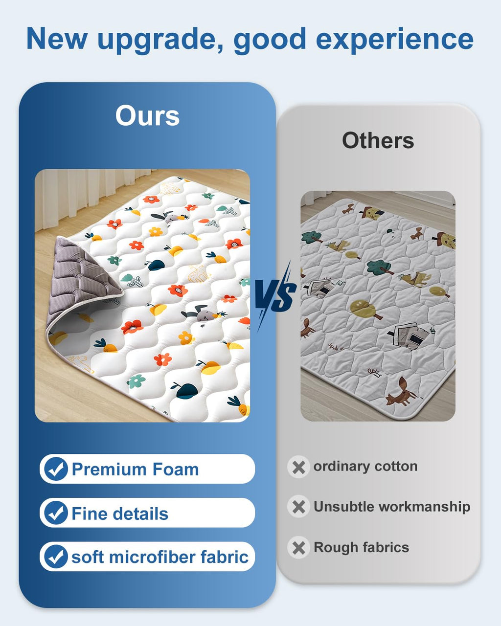 Odorless Premium Foam Baby Play Mat 71" x 59", Soft Microfiber Fabric Crawling Mat for Floor- Comfortable and Hypoallergenic, Non-Slip Cushioned Floor Playpen mat for Infants,Babies,Toddlers