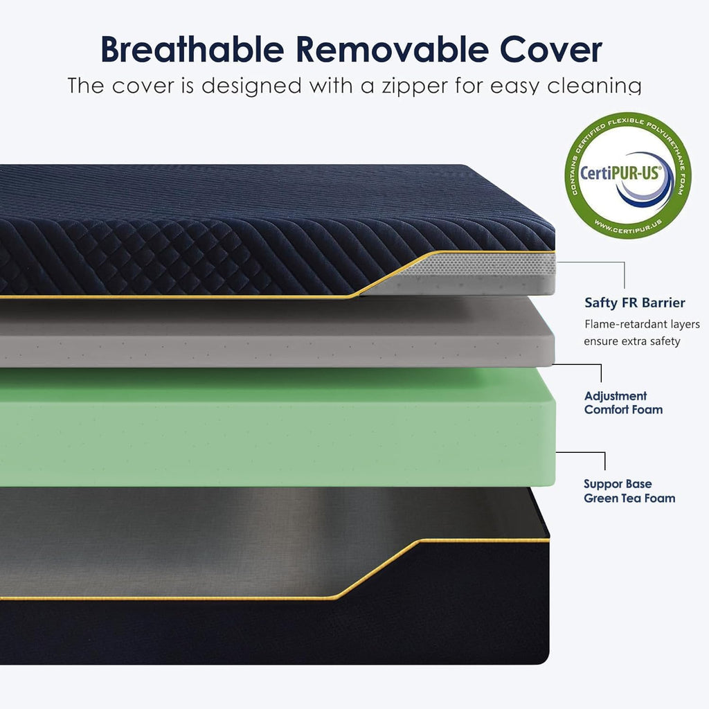 12 Inch Gel-Infused Memory Foam Mattress Queen Size,Medium Soft with Removable Washable Cover Cooling Gel Bed in a Box,CertiPUR-US Certified,60"X80"X12" Navy Blue