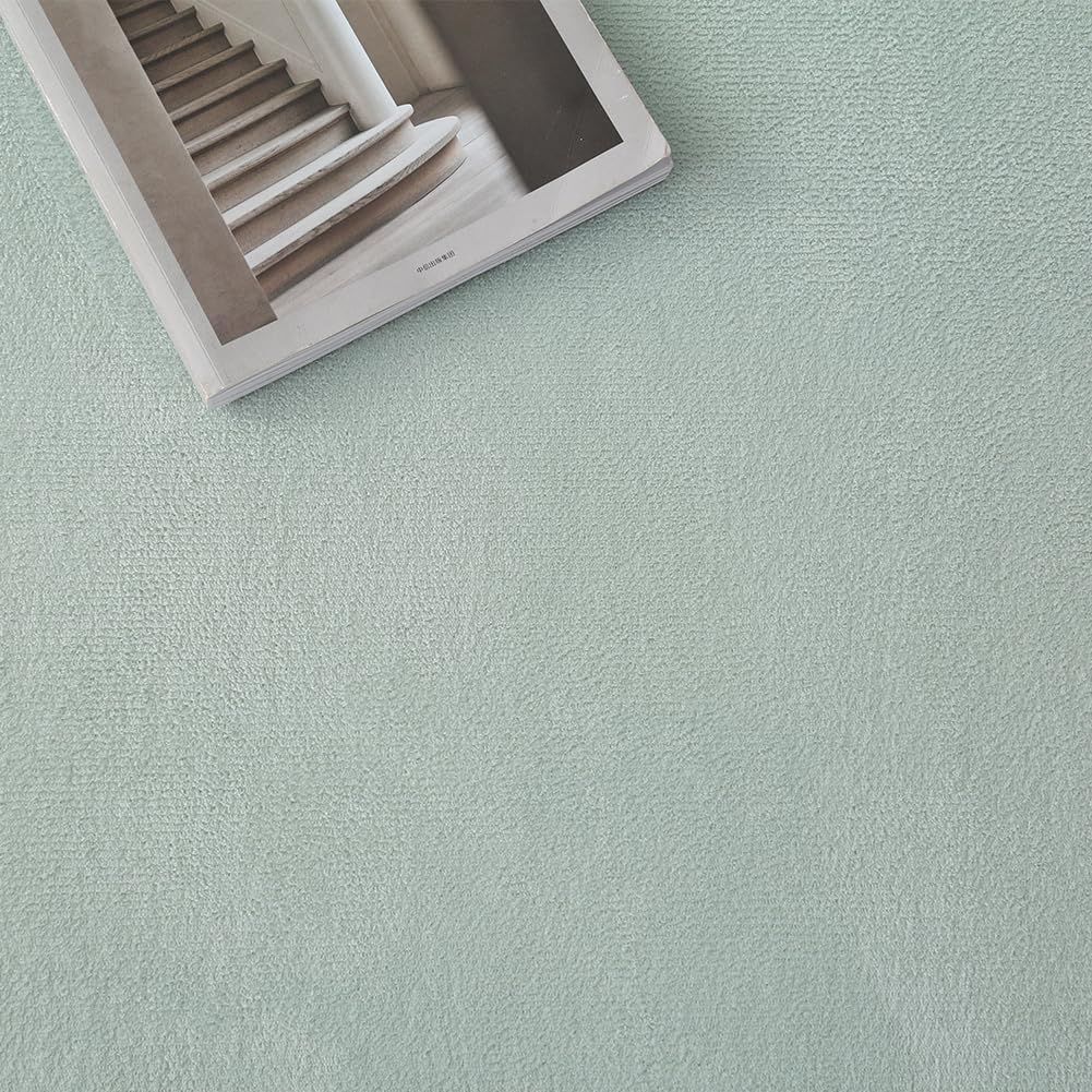 Loartee Nursery Rug Coral Velvet Crawling Rugs Mat Area Rugs Play Crawling Mat(6'7"x9'2", Light Green) for Toddler Children Play Mat Yoga Mat Exercise Pads Carpet