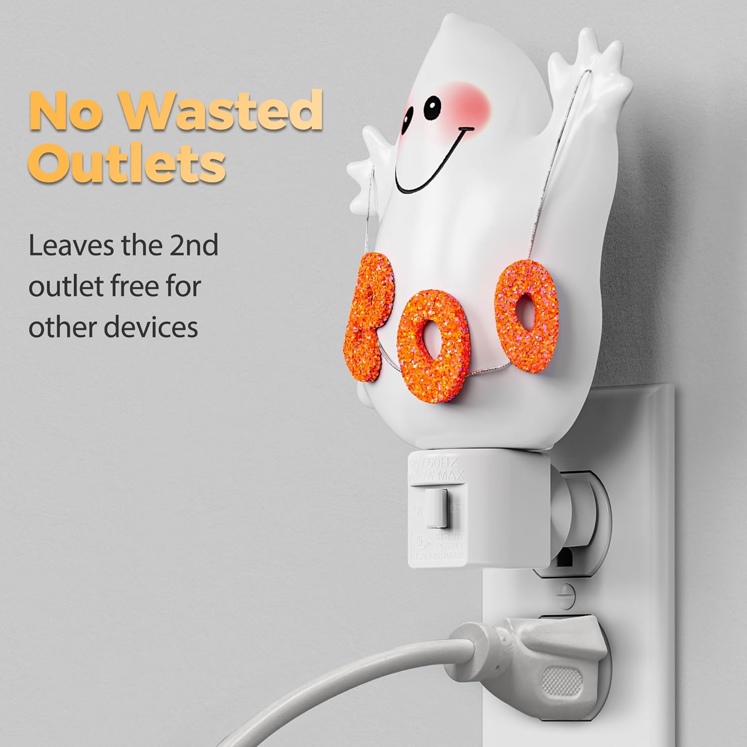 DORESshop Halloween Night Light Plug in, Ghost Night Lights Plug into Wall, Plug in Nightlight with 360° Rotatable, Cute & Funny Halloween Party Decorative for Adults,Kids,Gift, Pocky Decor,2 Pack