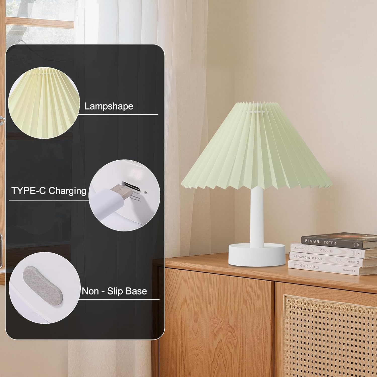 Tremdwoto Bedside Night Light for Kids,3 Colors Modes & Stepless Dimmable Cordless Night Lights,USB Rechargeable Nursery Lamp Nightlight, Cute Bedside Night Light for Bedroom, Kids Room, Dorm