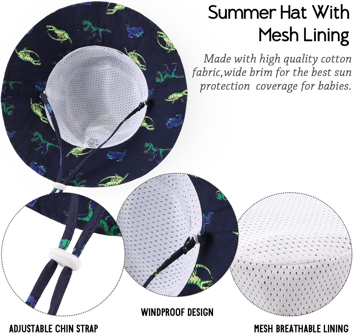 JANGANNSA Cotton Baby Sun Hat Infant Toddler Boys Girls Bucket Hats Summer Sun Protection Kids Beach Caps