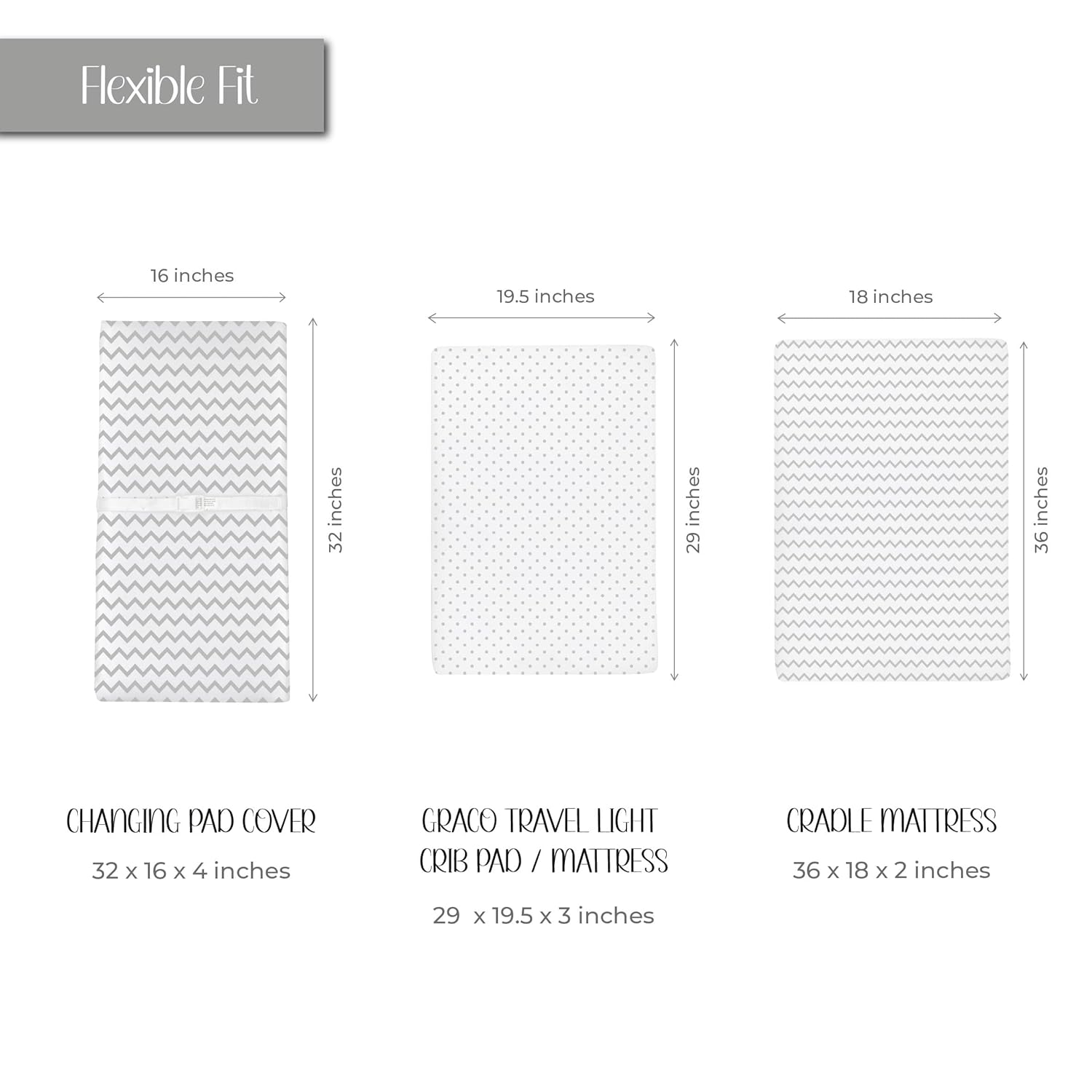 Changing Pad Cover 2 Pack - Baby Changing Pad Cover with 100% Jersey Cotton - Changing Pad Covers for Girls and Boys, Newborn Essentials (Grey Chevron and Polka Dots)