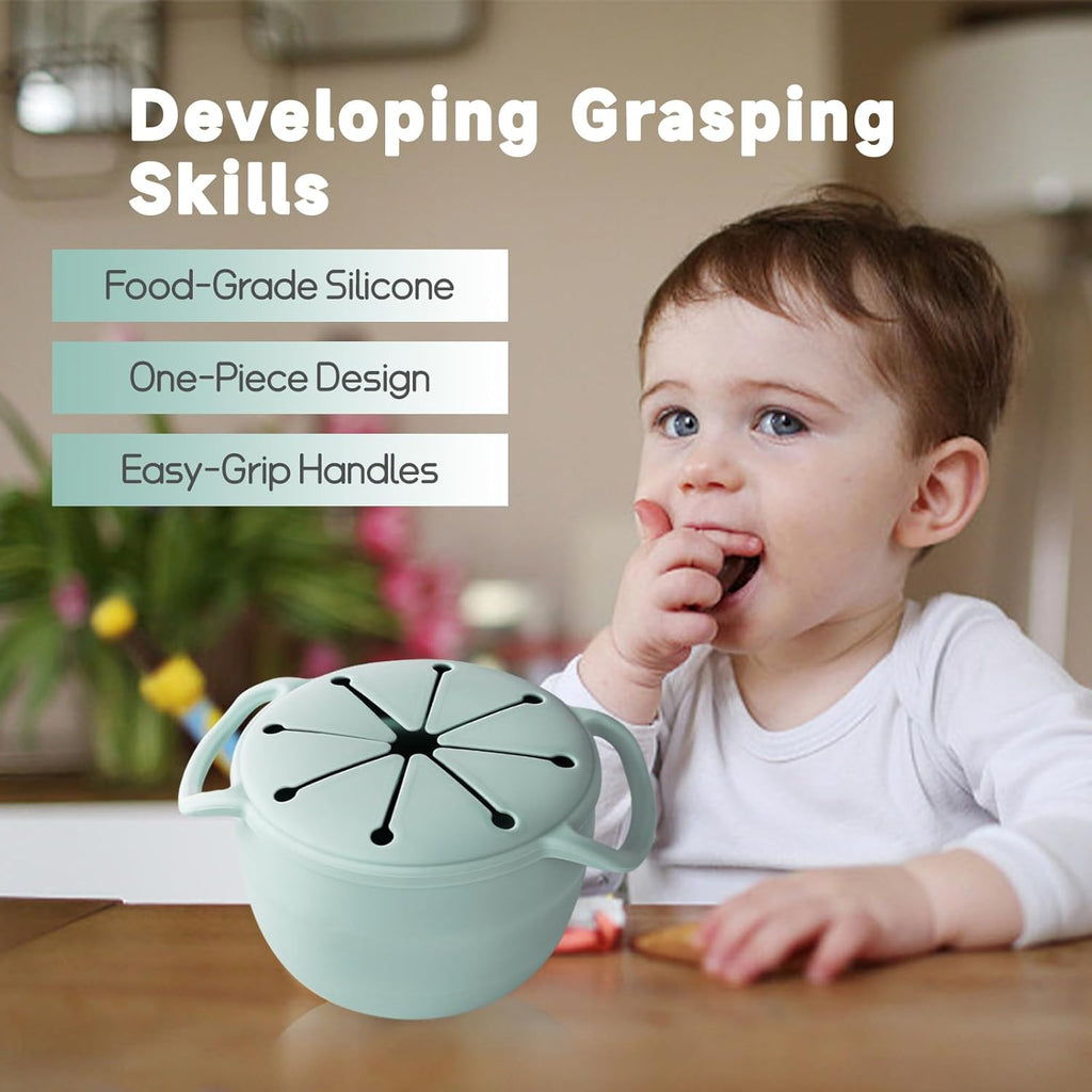 Snack Cups for Toddlers Spill Proof,Baby Snack Containers,Collapsible Food Grade Silicone Snack Cup,Dishwasher Safe and BPA Free,Set Of 2,13 Oz,Blue