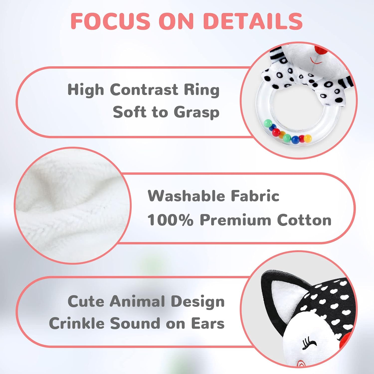 Baby Rattles 0-6 Months Baby Toys 0-6 Months, Newborn Toys 0 3 Months Brain Development, Infant Toys 0-6 Months Baby Sensory Toys Soft Rattles for Babies 0-6 Months Shower Party Gift