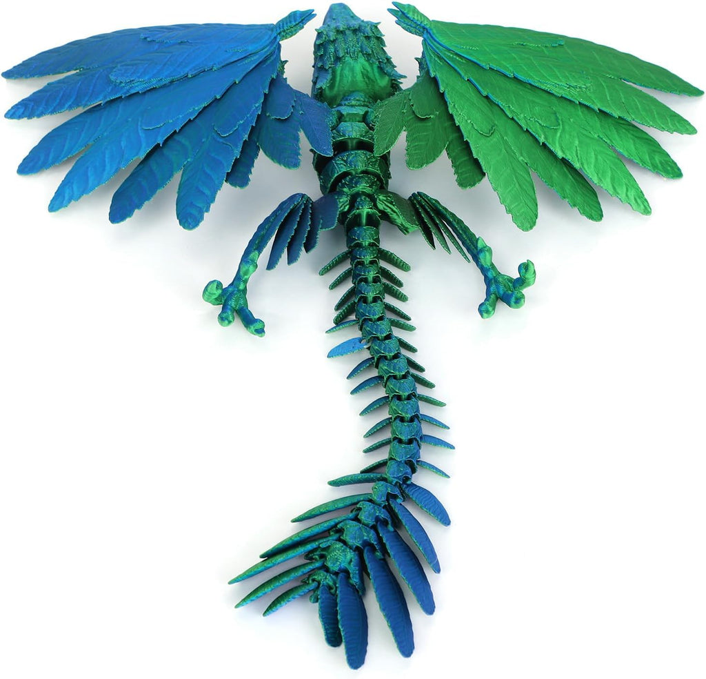 12" 3D Printed Animals,Feathered Wyvern Dragon 3D Printed Dragon with Wings, Adjustable Wings Articulated Dragon, Crystal Dragon Fidget Toy Surprise