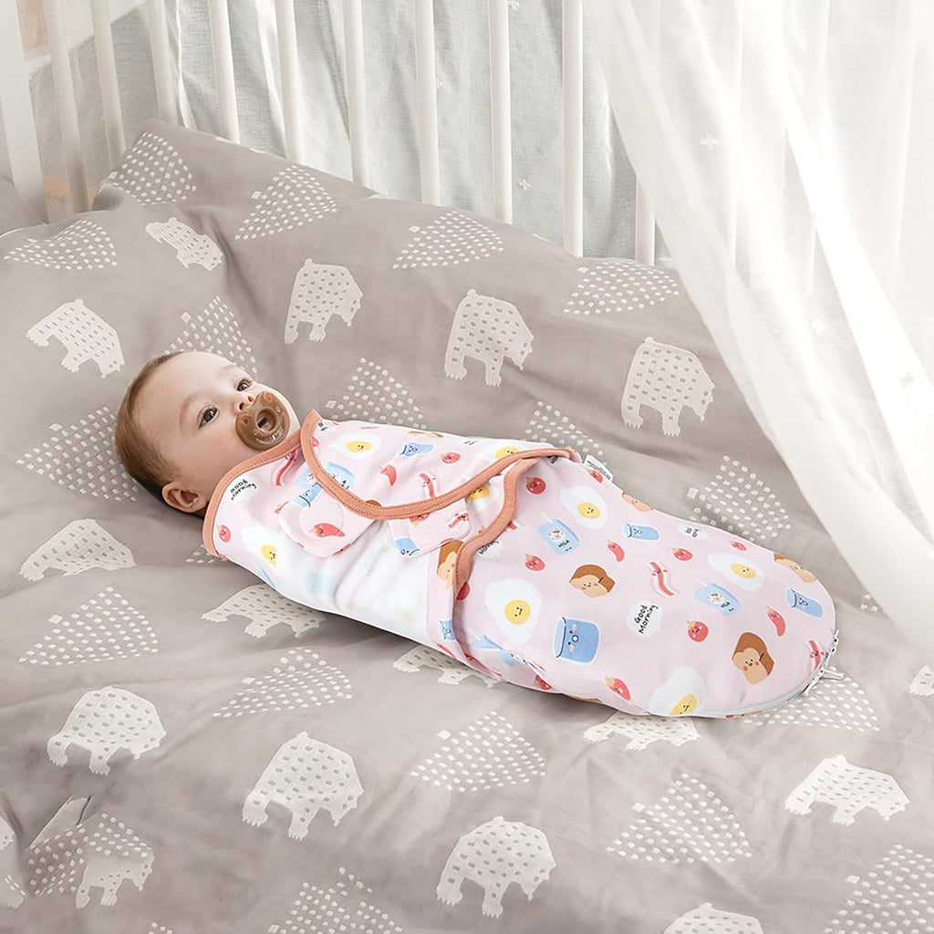 HOUSBAY Baby Swaddle Blanket Boy Girl,Super Soft 100% Cotton Newborn Adjustable Swaddles for 3-6 Months,2-Way Zipper Sleep Sack 1 Pack