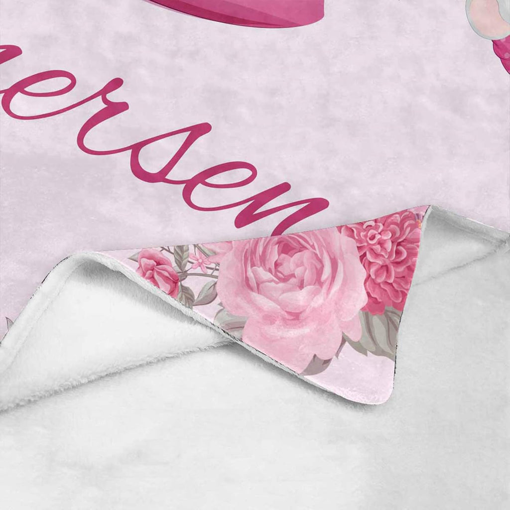 Personalized Baby Blanket with Name, Custom Pink Elephant Name Blanket Toddler Girls Soft Flannne Swaddling Blankets Customized Memorial Gift from Nana for Infant Newborn Shower