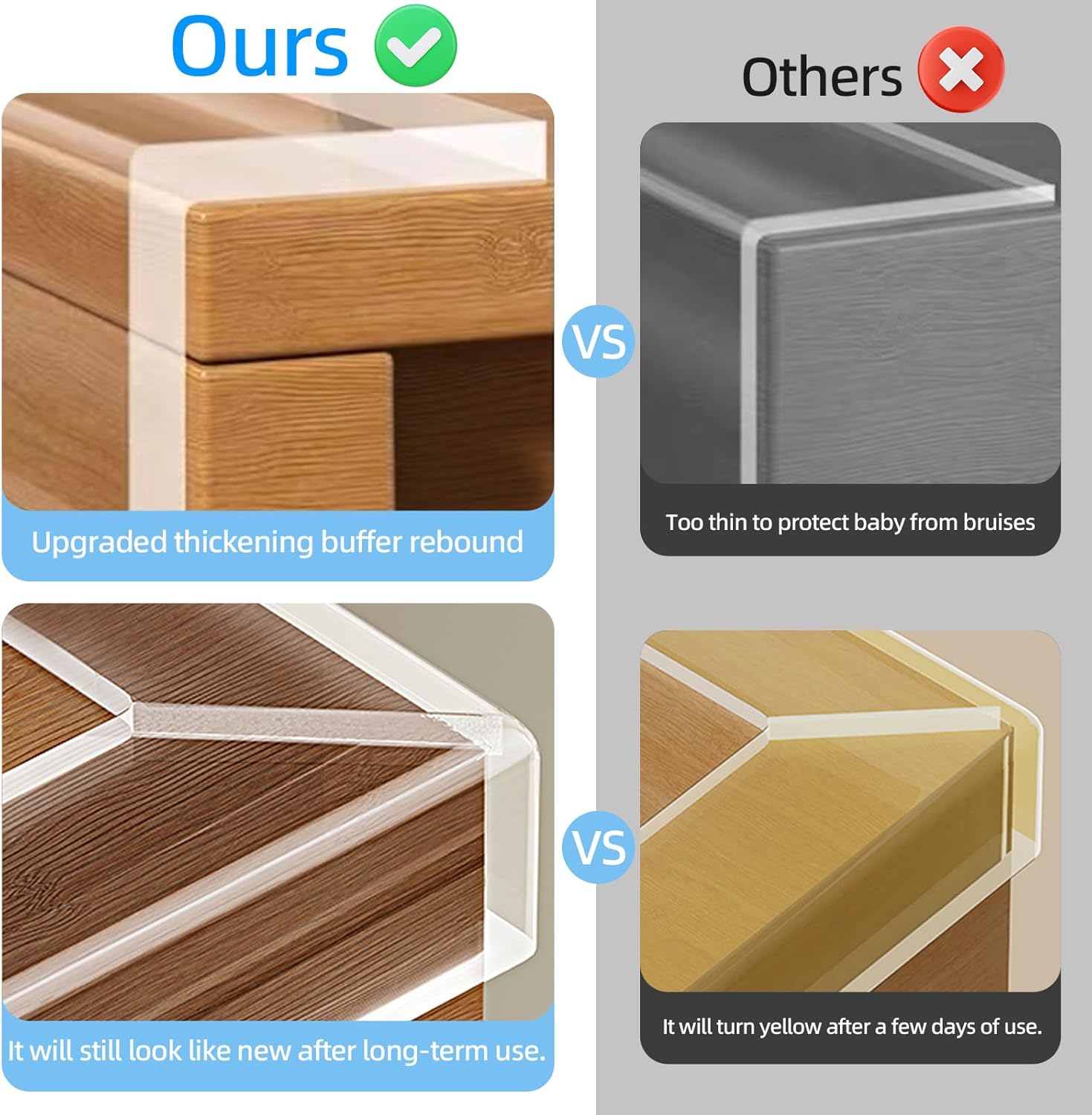 1.57 in x 13.12 FT,Edge Corner Protector Baby Proofing,Soft Clear Furniture Table Corner Guard & Edge Safety Cabinet Door Bumper,Crib Bumpers,Wall Protector