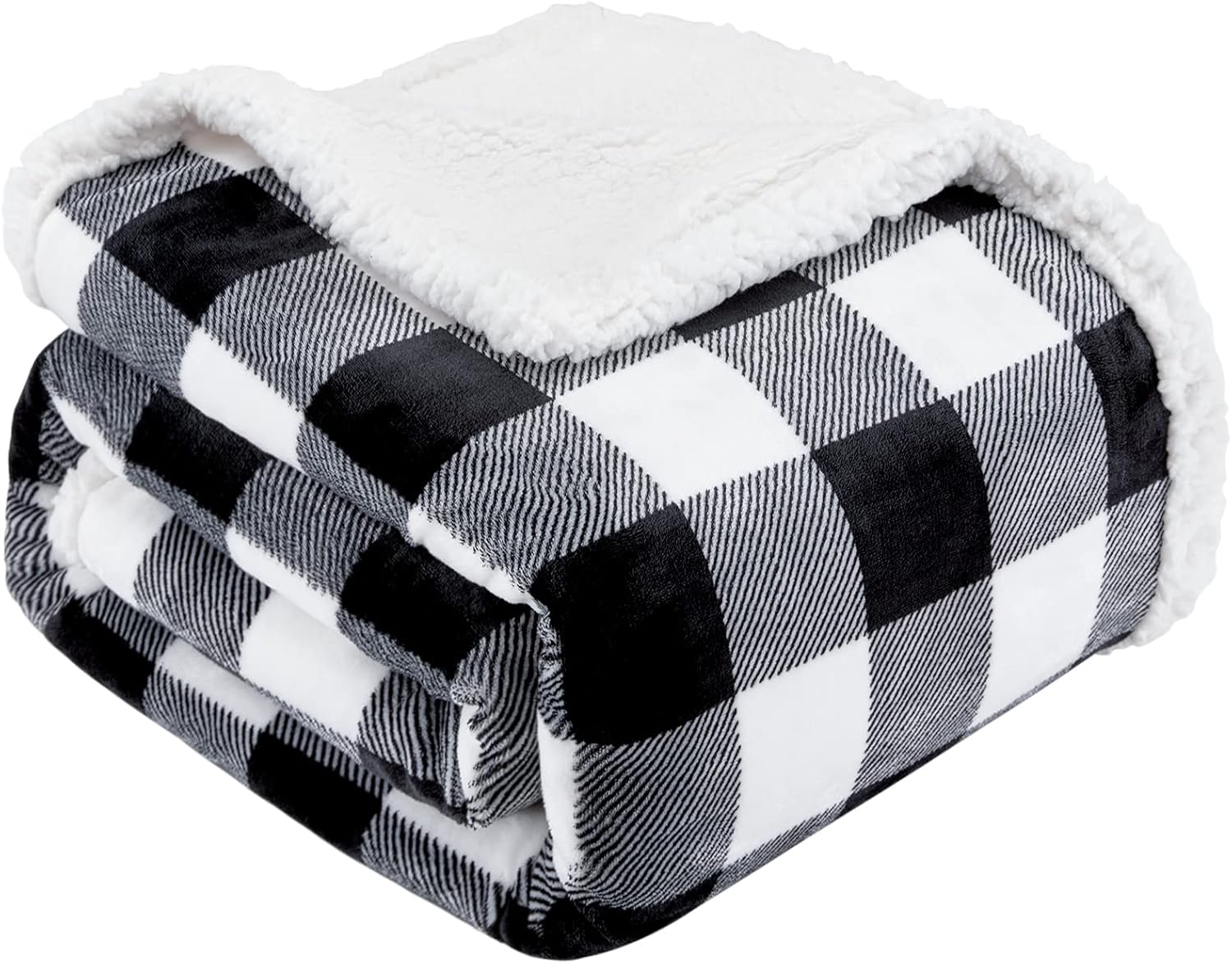 Touchat Sherpa Plaid Twin Blanket 60" X 70", Fuzzy Fluffy Soft Cozy Throw Blanket, Twin Size Plush Fleece Flannel Plush Microfiber Blanket for Couch Bed Sofa (Black)