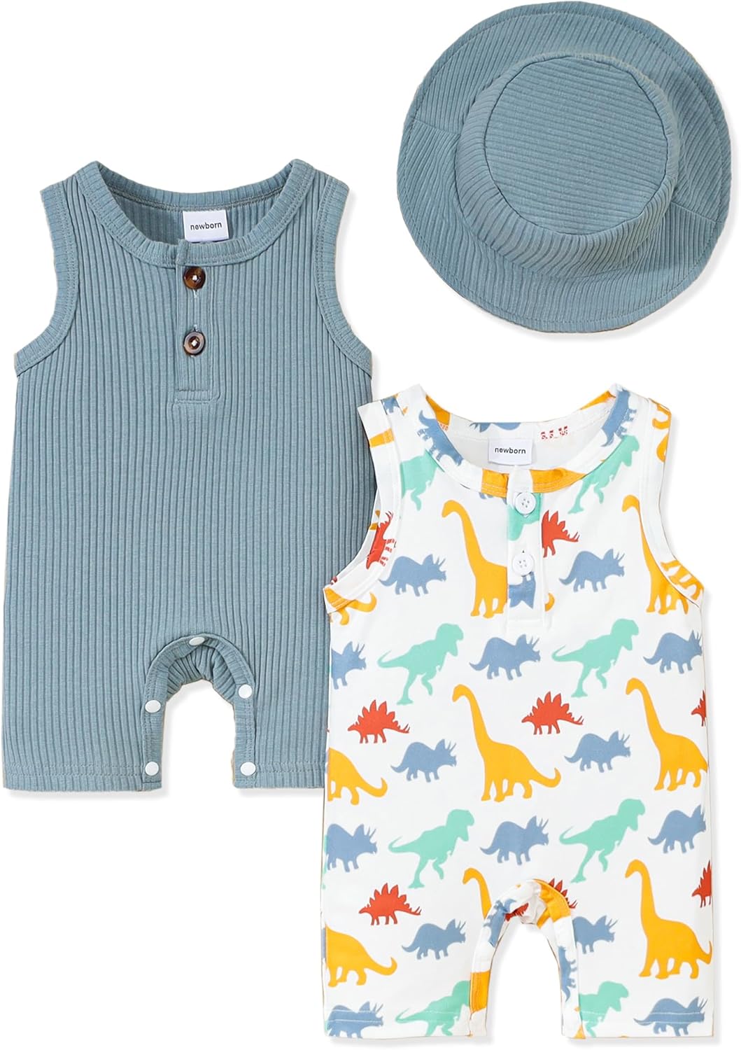 NZRVAWS Newborn Baby Boy Clothes Infant 0 3 6 9 12 Months Romper Sleeveless Jumpsuit Bodysuit Hat