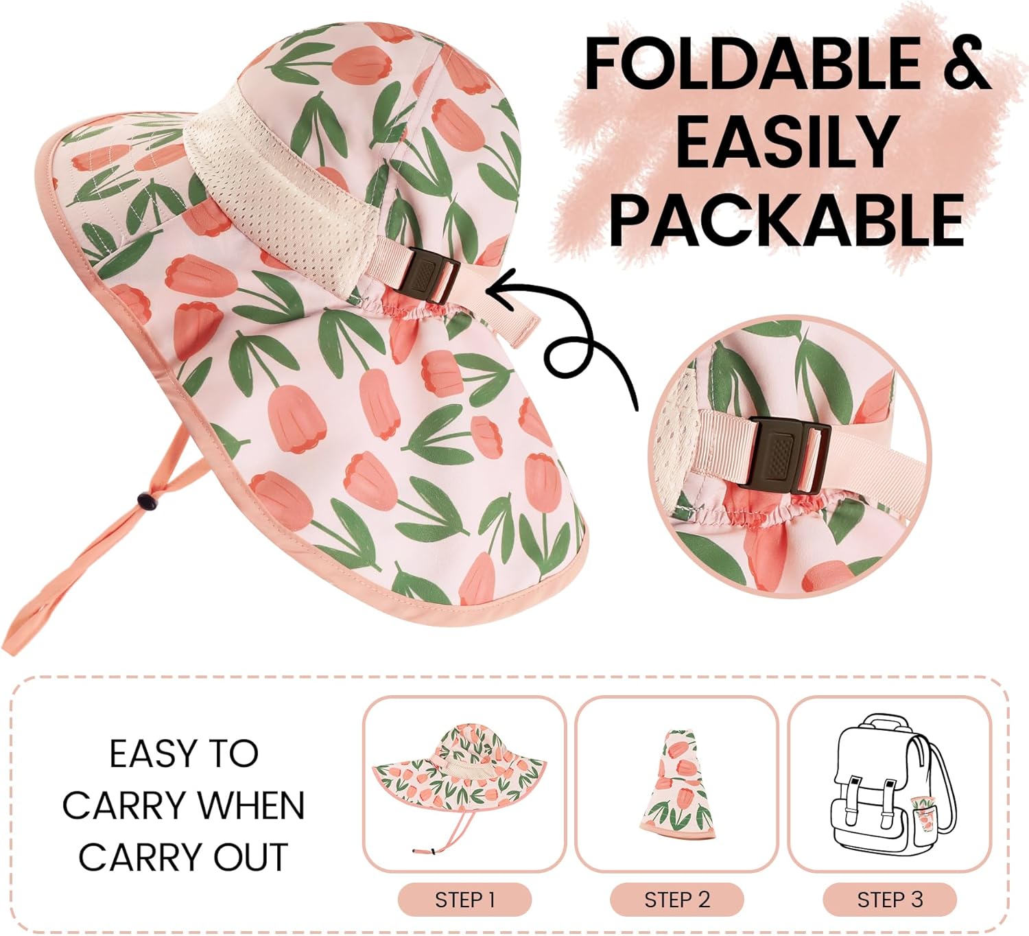 Baby Sun Hat with Neck Flap for Sun Protection Toddler Beach Hat UPF 50+ Outdoors 0-6 Years Boys Girls