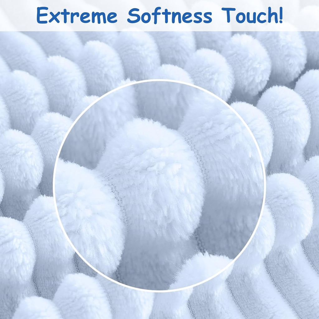 Soft Fleece Baby Blanket Ultra Cozy Blue Baby Blankets for Boys Warm and Lightweight Infant Toddler Newborn Receiving Gift with Reversible Stripes for Crib Stroller, 30x40 Inch, Light Blue