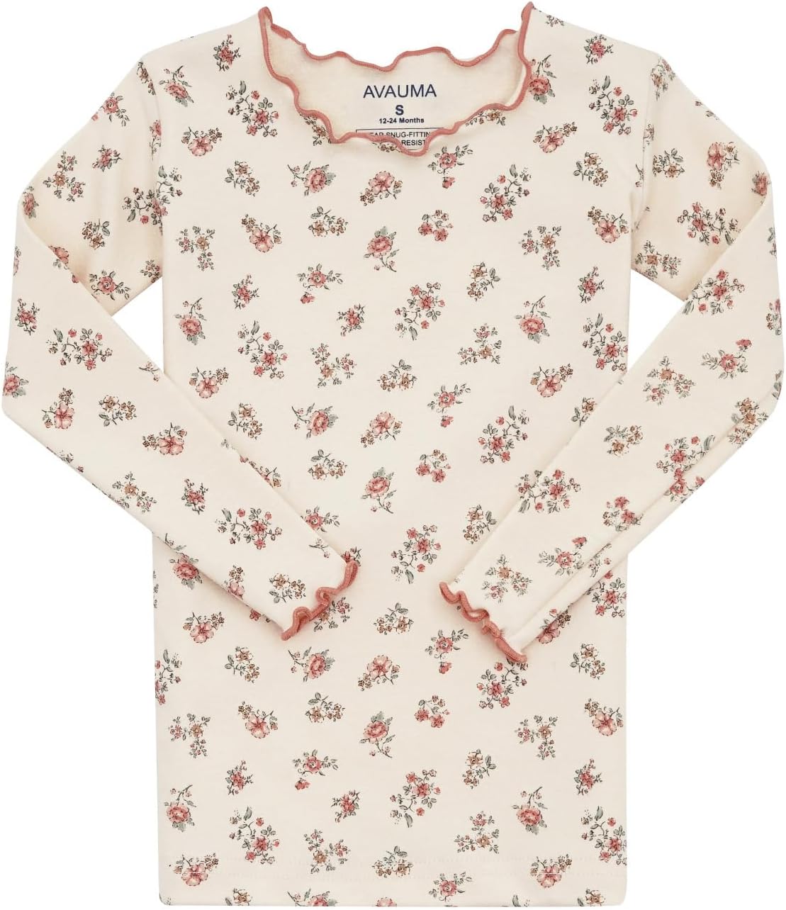 AVAUMA Baby Boy Girl Pajama Set 6M-7T Kids Cute Toddler Snug fit Flower Pattern Design Pjs Cotton Sleepwear Ruffled Shirring