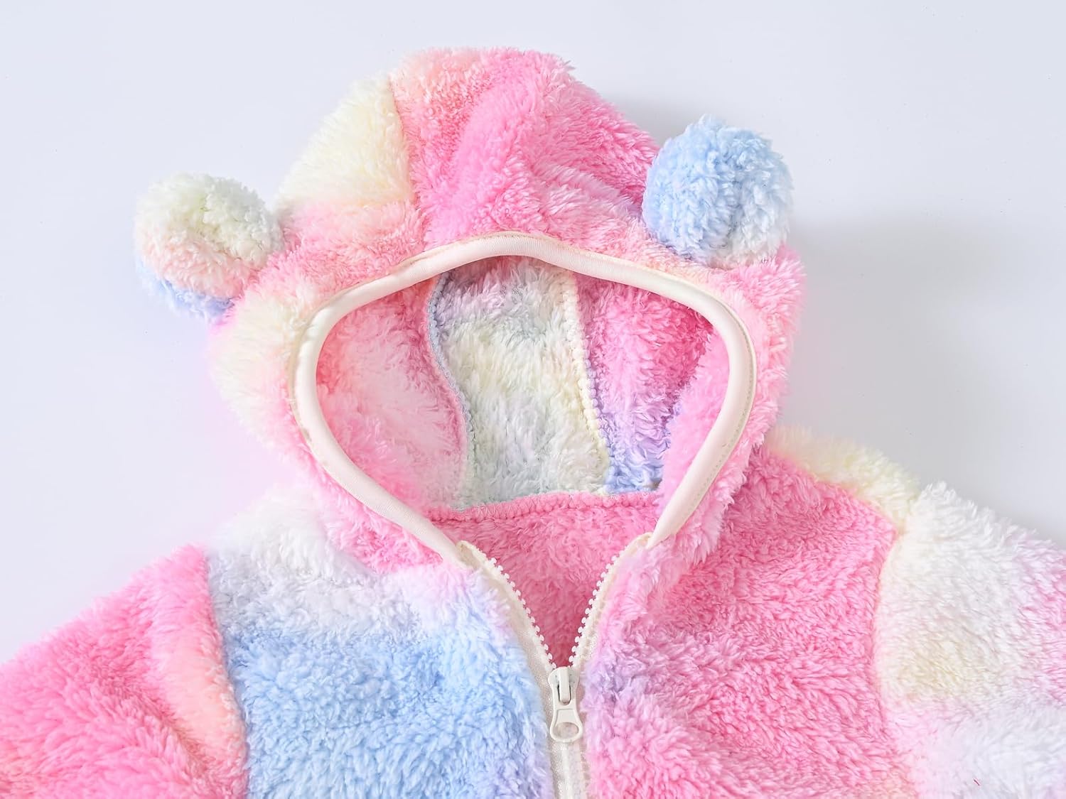 AIWUHE Toddler Boys Girls Hooded Jacket Fleece Hoodie Winter Warm Solid Color Teddy Coat Zip-up Bear Ear Sweater Fall Clothes