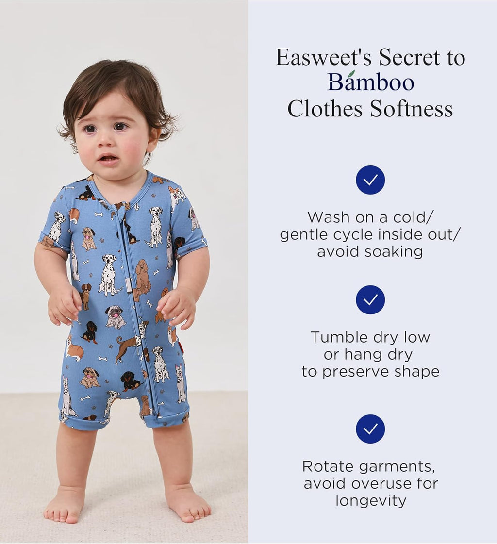 Baby Boys Bamboo Viscose Short Sleeve Romper Soft Comfy Infant Summer Jumpsuit