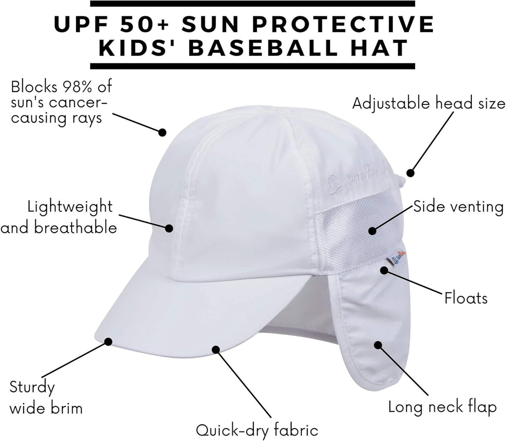 SwimZip Sun Hat with Neck Flap | UPF 50+ Protection for Baby, Toddler, and Kids