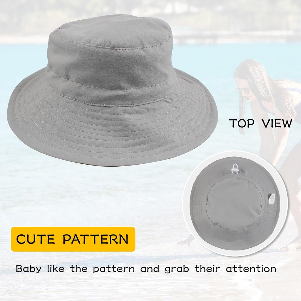 Peecabe Summer Baby Sun Hat for Boys Girls UPF 50+ Wide Brim Toddle Bucket Hat Adjustable Baby Beach Cap 0-8 Years