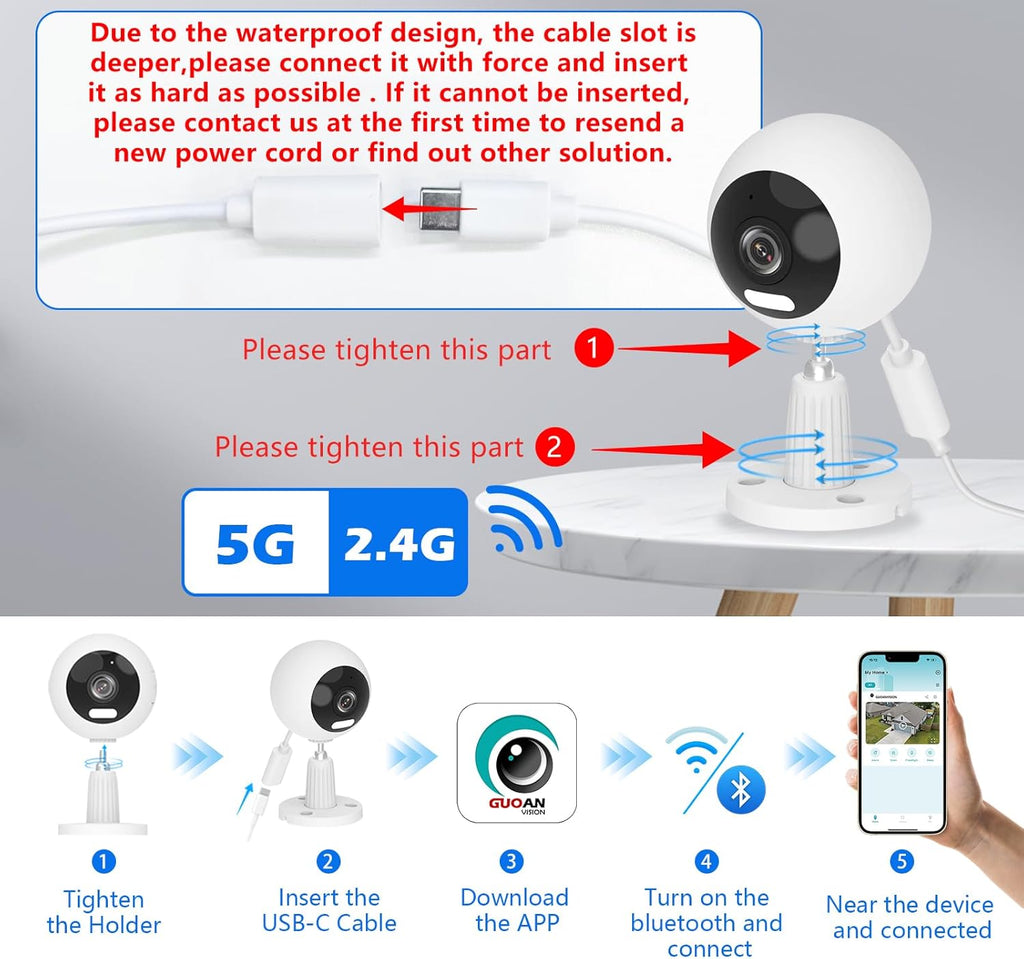 5G/2.4G Indoor/Outdoor Security Camera for Baby Monitor, Indoor Camera for Dog/Cat/Pet/Nanny/Baby/Elder, IP66 Waterproof, 3 Night Vision, Motion Detection, SD/Cloud