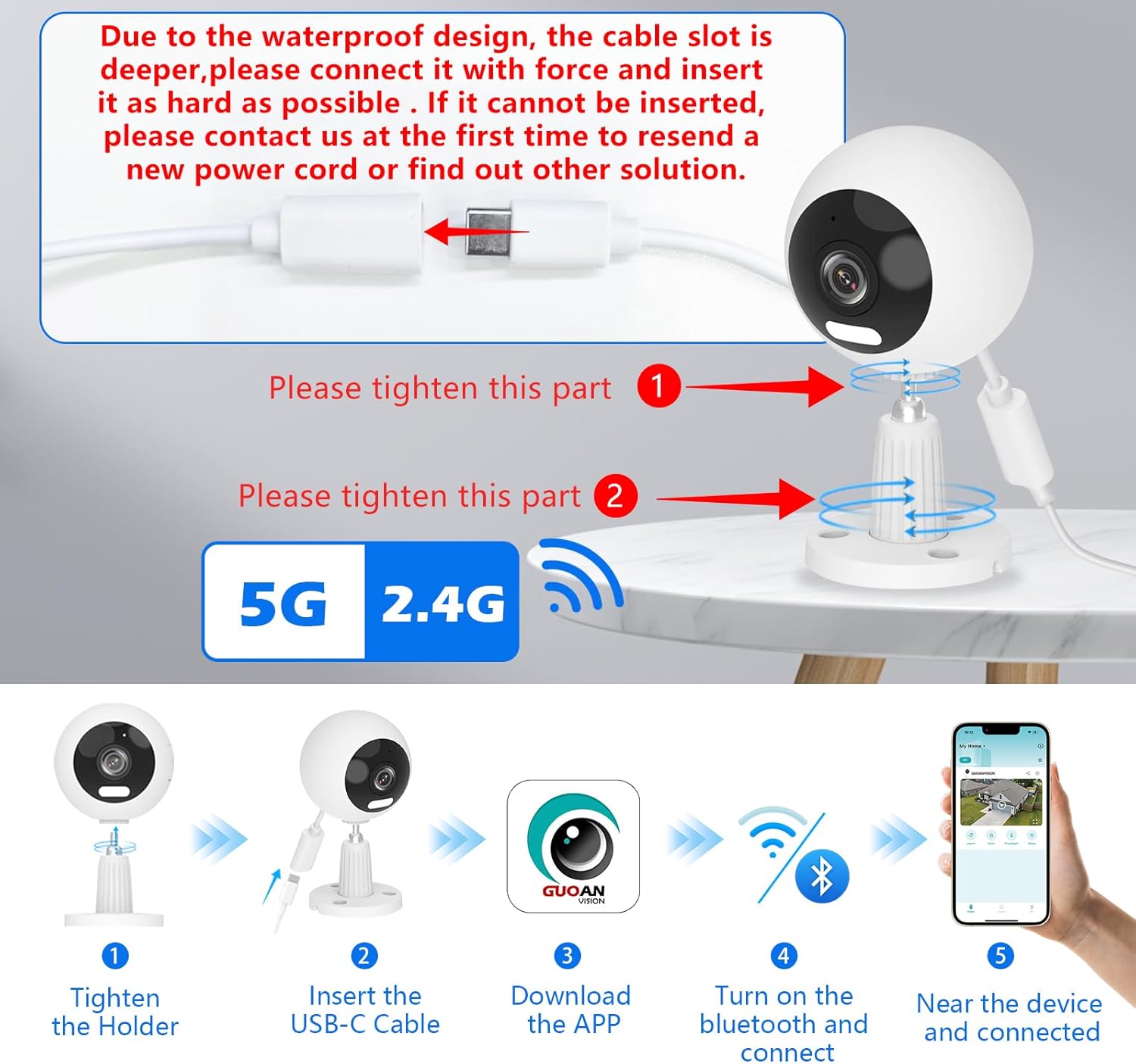 5G/2.4G Indoor/Outdoor Security Camera for Baby Monitor, Indoor Camera for Dog/Cat/Pet/Nanny/Baby/Elder, IP66 Waterproof, 3 Night Vision, Motion Detection, SD/Cloud