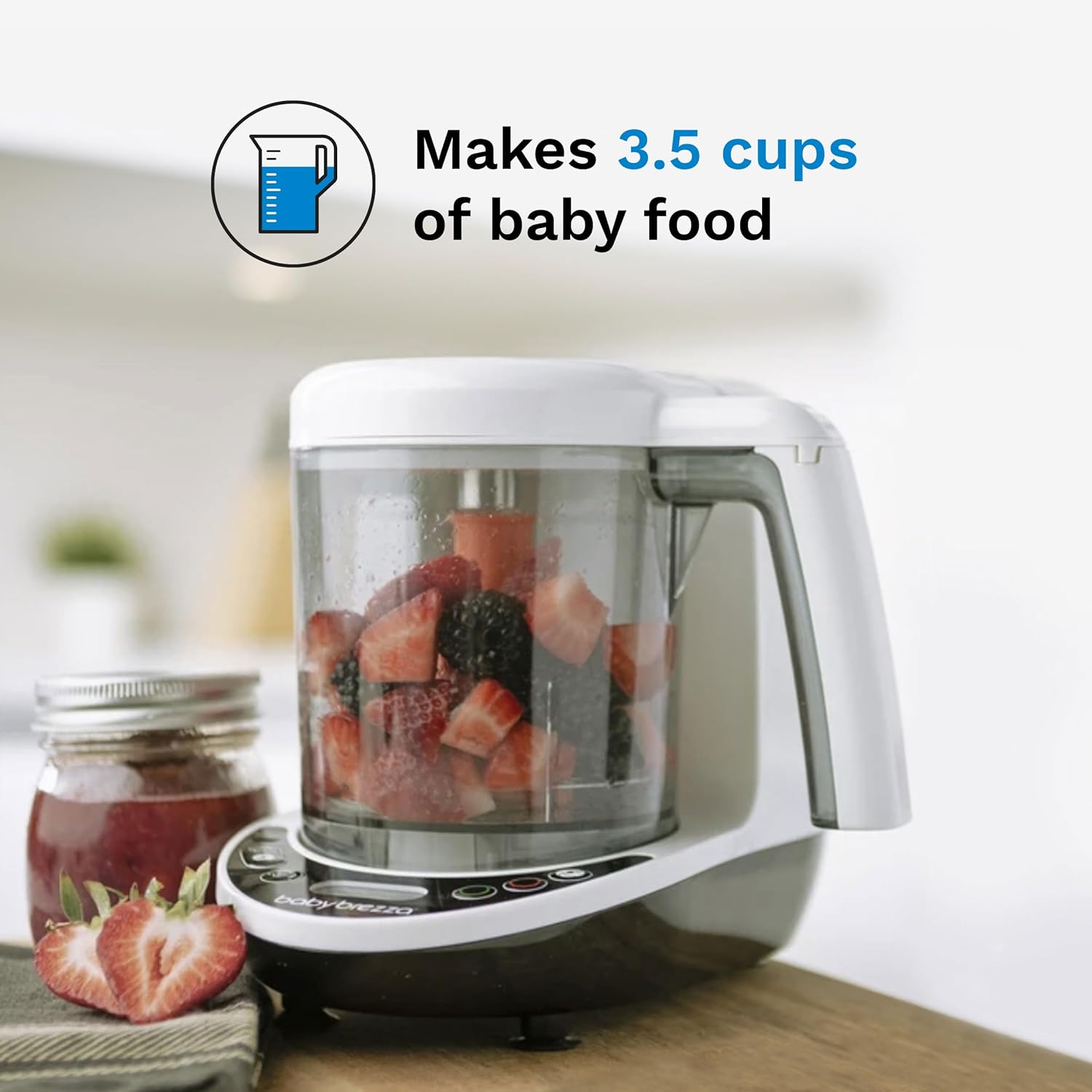 Baby Brezza One Step Baby Food Maker Deluxe – Auto shut Off, Dishwasher Safe Cooker and Blender to Steam + Puree Organic Food for Infants + Toddlers - Set of 3 Pouches + 3 Funnels
