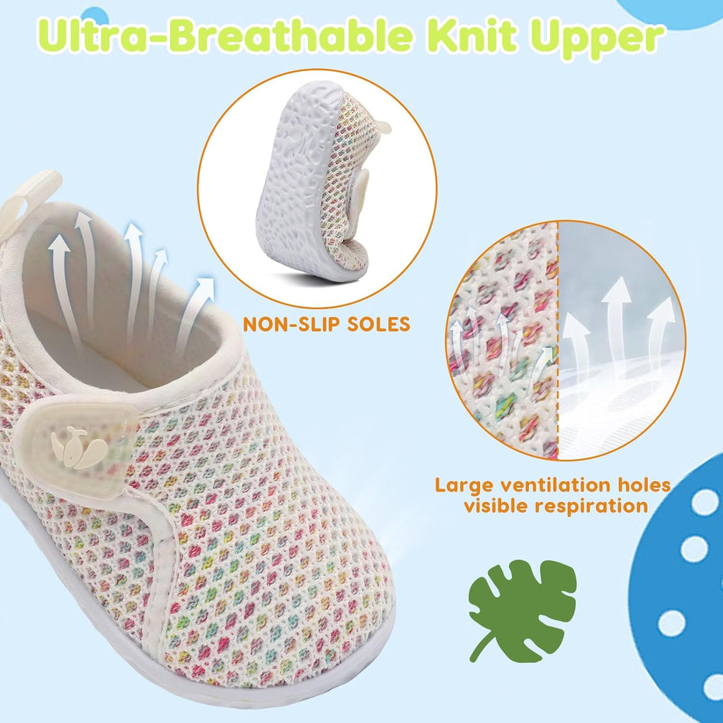 FEETCITY Baby Boys Girls First Walking Shoes Infant Sneakers Crib Shoes Breathable Lightweight Slip On Shoes