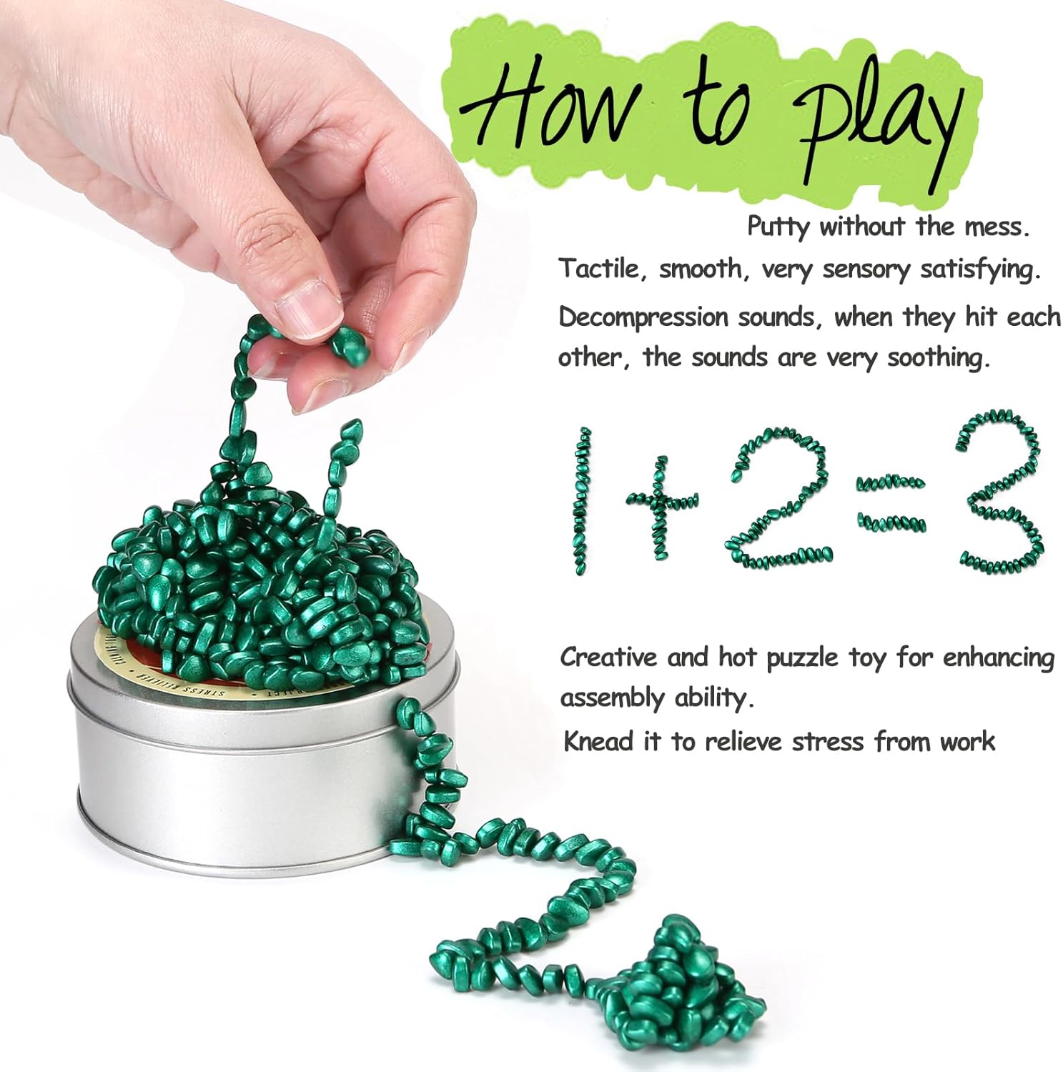 550pcs Green Magnet Balls Desk Toys for Adults, Ferrite Crags Magnetic Putty Desk Fidget Toys for Office