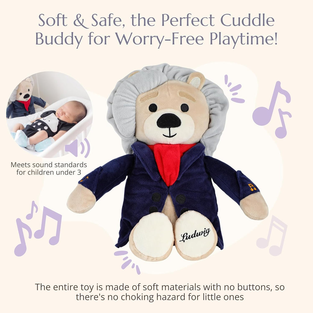 Ludwig Van Beethoven Virtuoso Bear – Plays 40 Mins of Classical Music, Educational & Soothing Musical Teddy Bear for Babies & Toddlers, Ideal